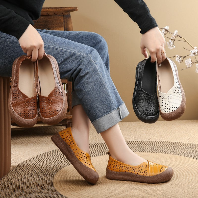 Zapatos de cuero perforado 100% genuino de vaca