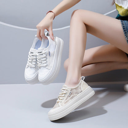 2025 nuevos zapatos blancos transpirables rojos de Internet de verano
