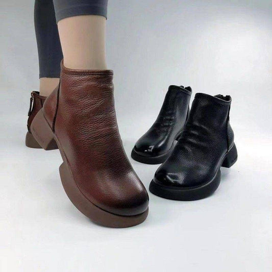 Botas de cuero para mujeres (marrón oscuro)