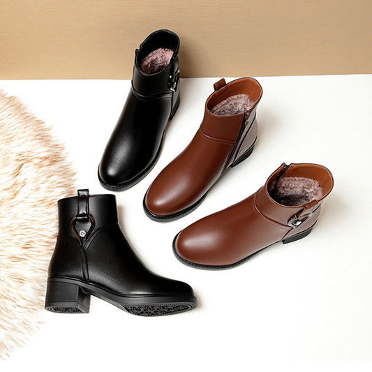 Botas de cuero para mujeres (piedras preciosas de medio mes)