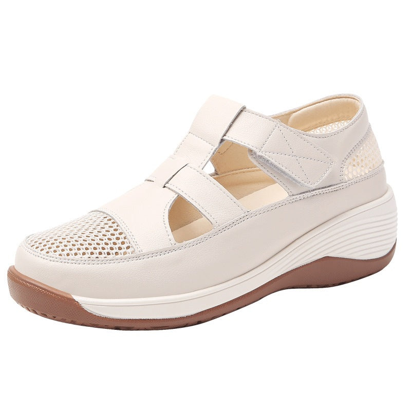 Zapatos de plataforma de cuero con malla26706