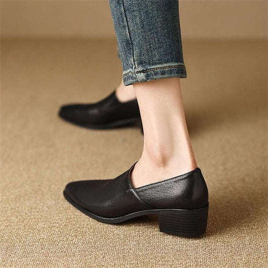 Temperamento ligero, zapatos individuales, mujer, nuevo talón grueso en otoño 2025