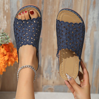✨Sandalias de cuña con flores recortadas