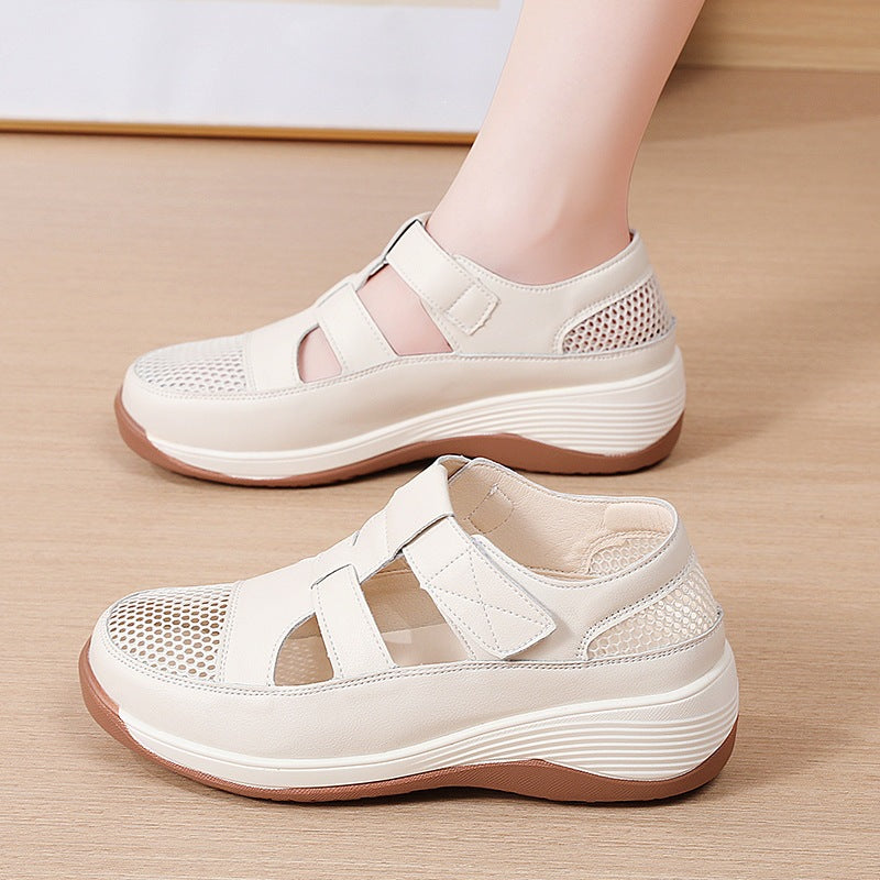 Zapatos de plataforma de cuero con malla26706