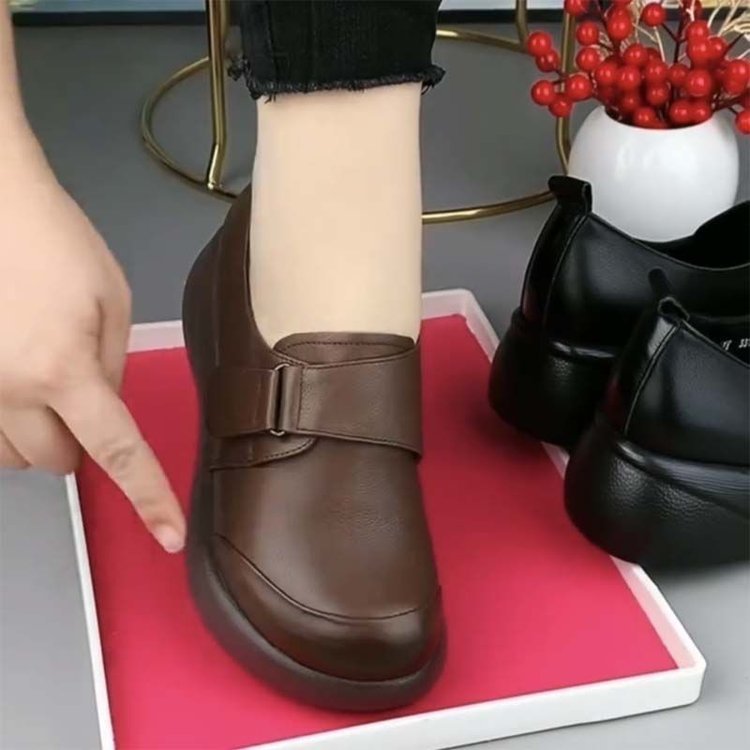 Zapatos de tacón de cuña con plataforma (piel auténtica)