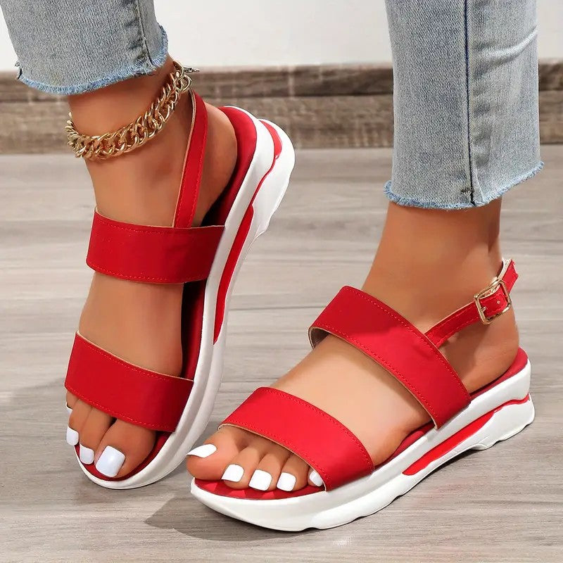 Sandalias con plataforma y punta abierta para mujer