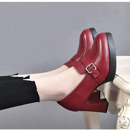 Tacones altos 100% cuero genuino