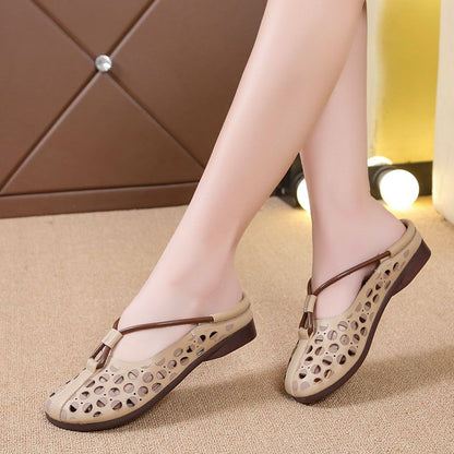 Sandalias cerradas planas estilo vintage para mujer