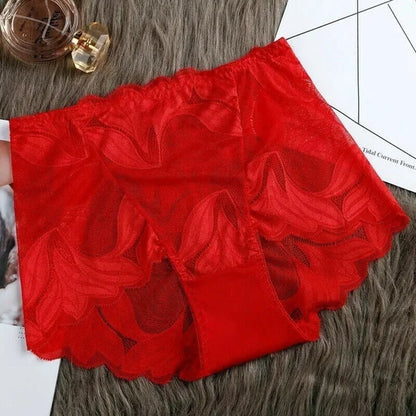 Roupa íntima feminina de renda de seda feita à mão
