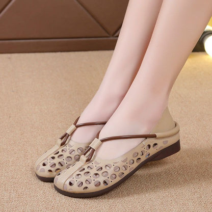 Sandalias cerradas planas estilo vintage para mujer