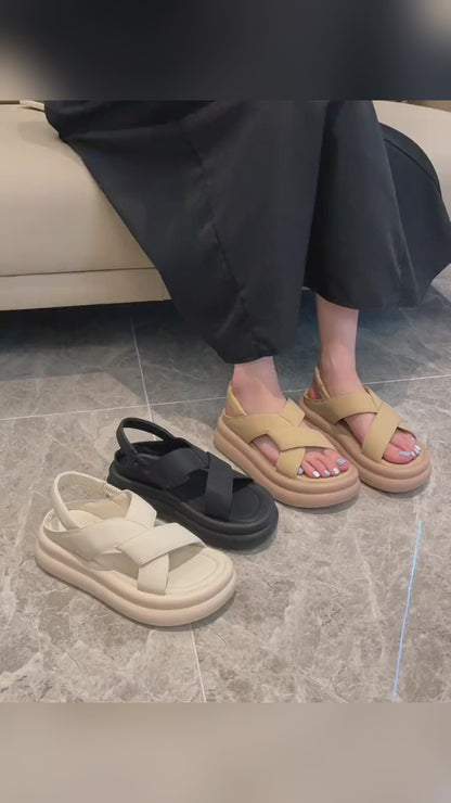 Sandalias de plataforma con tiras cruzadas para mujer