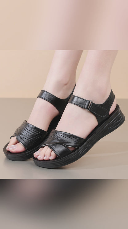 Sandalias de cuero de primera capa para mujer
