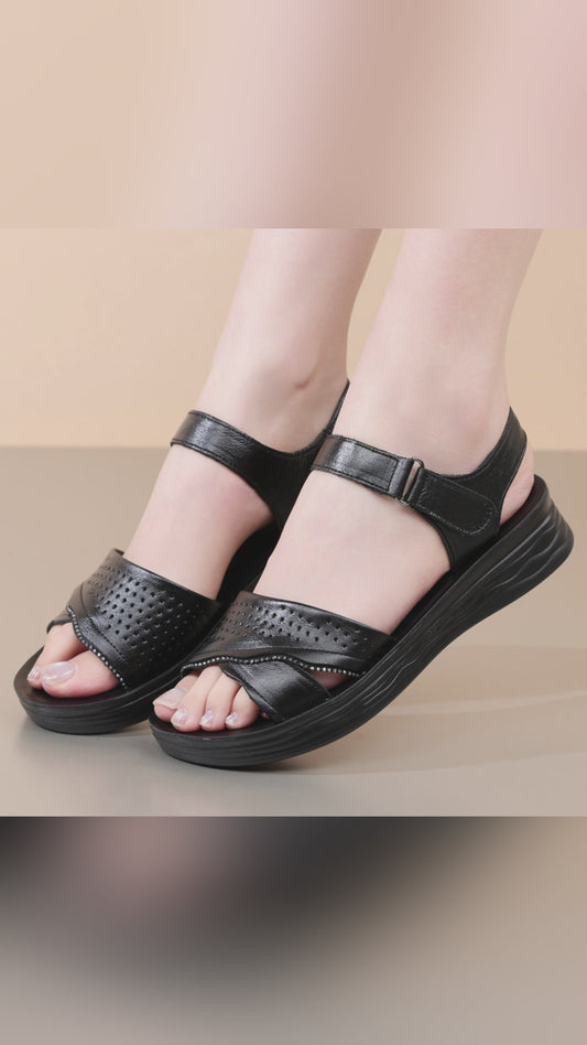Sandalias de cuero de primera capa para mujer