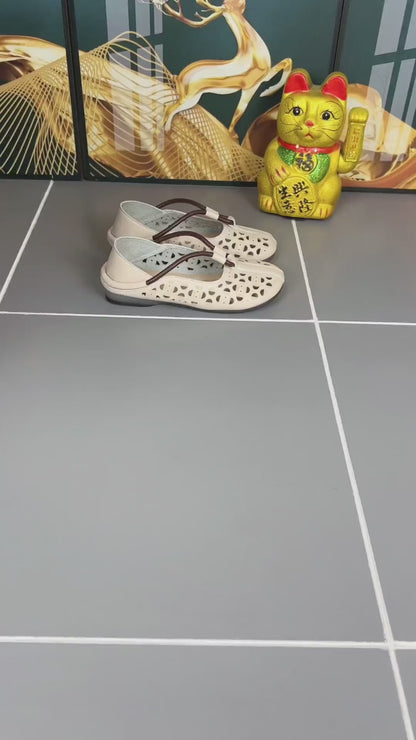 Sandalias cerradas planas estilo vintage para mujer