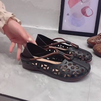Sandalias cerradas planas estilo vintage para mujer
