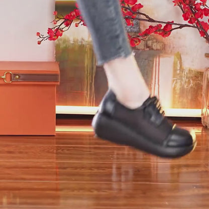 Zapatos de cuero con cordones y malla